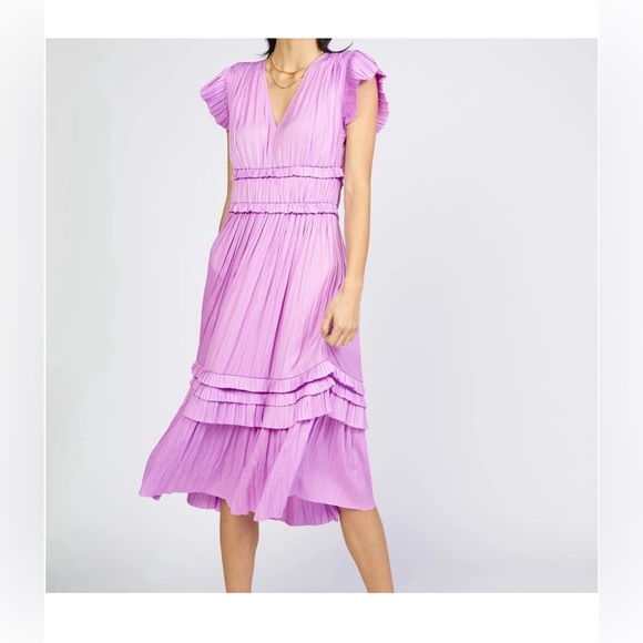 Current Air Dresses & Skirts - Current Air Los Angeles Anthropologie midi dress ruffles smocking size XS